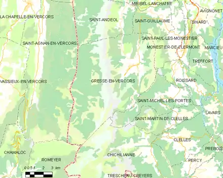 Carte des communes limitrophes