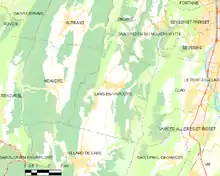 Carte Insee des communes limitrophes de Lans-en-Vercors.