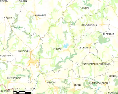 Carte représentant les limites territoriales de plusieurs communes.