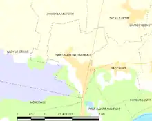 Vue d'une carte dessinant les limites communales