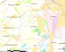 Le site archéologique d'Allonnes et les communes avoisinantes dans le département de la Sarthe.