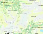 Carte montrant Pralognan-la-Vanoise et les communes voisines.