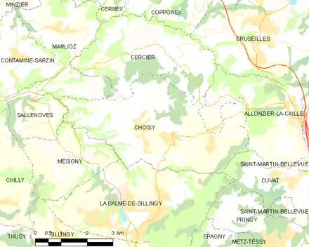 Carte des communes limitrophes