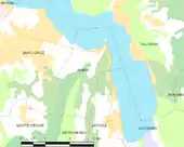 Carte montrant Duingt et les communes voisines.