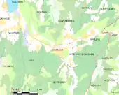 Carte montrant Faverges et les communes voisines.