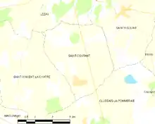 Carte de Saint-Coutant avec communes limitrophes