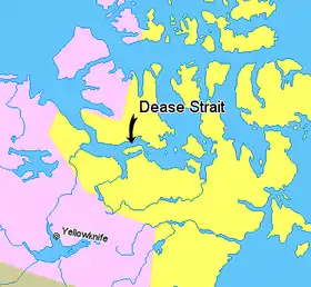 La péninsule de Kent est située au sud du Détroit de Dease (Dease Strait).