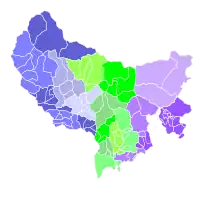 1793 (vert : Nice ; violet : Menton ; bleu : Puget-Théniers)