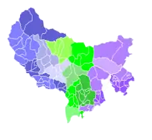 1801 (vert : Nice ; violet : Monaco ; bleu : Puget-Théniers)