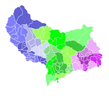 1805 (vert : Nice ; violet : Sanremo ; bleu : Puget-Théniers)
