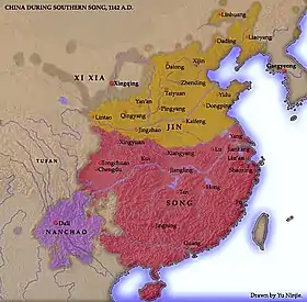 Carte de la Chine sous les Jin et les Song du Sud