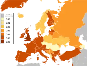 Carte de l'Europe avec les niveaux d'alcoolémie