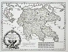carte ancienne du Péloponnèse, en noir et blanc