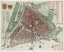 Plan de la ville de Rotterdam en 1649, montrant le Oude Haven.