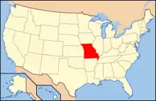 Carte montrant l'État du Missouri