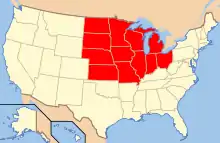 carte représentant le Midwest américain