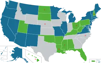 Carte de la législation sur le cannabis aux États-Unis en juin 2016.