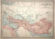 Carte représentant l'itinéraire et les conquêtes d'Alexandre