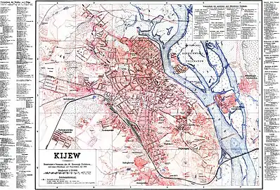 1918. Plan des itinéraires de tramway de Kiev.