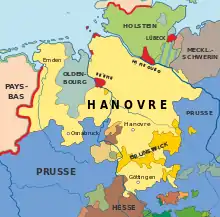 Carte d'un état situé au nord-est de l'Allemagne actuelle.