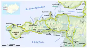 Carte de la Snæfellsnes.