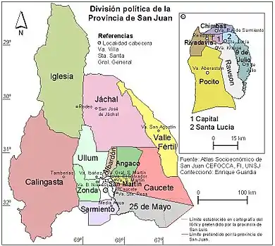 Division administrative de la province de San Juan.