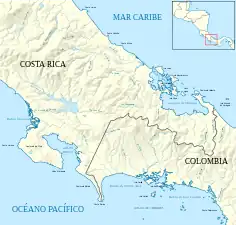 Frontière selon le traité Castro-Valenzuela (es) en 1865.