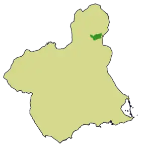 Carte de localisation simplifiée au sein de la région de Murcie.