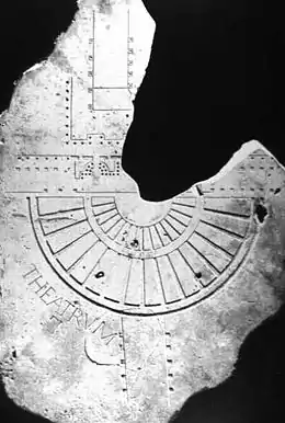 Fragments du plan de marbre sévérien avec le théâtre et le portique de Pompée.