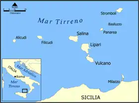 Carte des îles Éoliennes.