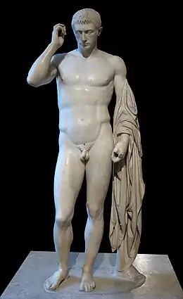 Portrait de Marcellus héroïsé du type Hermès Ludovisi. Œuvre romaine du Ier siècle de notre ère. Louvre