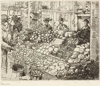 Marché aux légumes (New York, 1908).