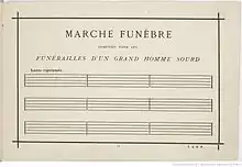 Partition de musique vide avec le titre Marche funèbre inscrit en haut de la page.