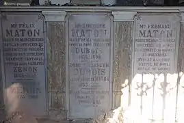 Tombe de Félix, Auguste et Fernand Maton dans le cimetière de Marchiennes.