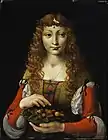 Jeune fille avec cerises par Ambrogio de Predis ca. 1491–95