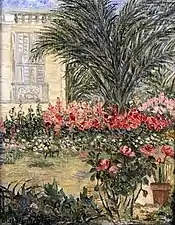 Jardin fleuri (vers 1910), localisation inconnue.