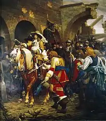 tableau représentant le maréchal de la Ferté rentrant dans la ville conquise de Belfort en 1654