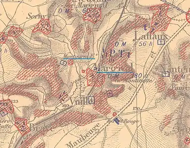 La carte des régions dévastées établie à l'issue de la guerre.