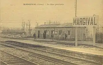 La gare provisoire reconstruite après l'armistice.