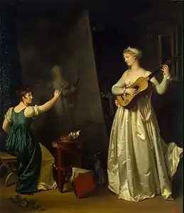 Artist peignant le portrait d'une musicienne, M. Gérard, 1790-1803