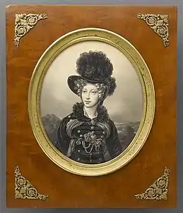 Portrait de Marie-Caroline en amazone, papier (avant 1820)