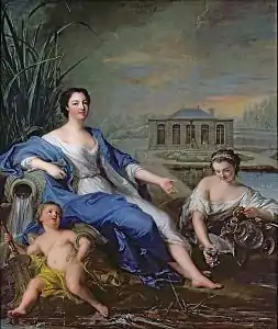 Portrait de Mademoiselle de Clermont aux eaux minérales de Chantilly, par Jean-Marc Nattier, 1729, Musée Condé, Chantilly.