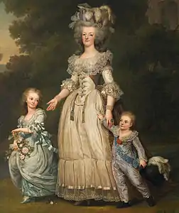 Marie-Antoinette et ses enfants: Louis-Joseph et Marie-Thérèse- Charlotte, par Adolf Ulrik Wertmuller, vers 1784-85.