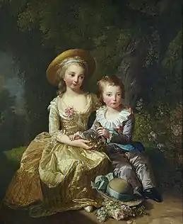 1784, « Madame Royale », et son frère le Dauphin Louis Joseph Xavier François. (Tableau d'Élisabeth Vigée Le Brun, exposé au salon de 1785, château de Versailles).