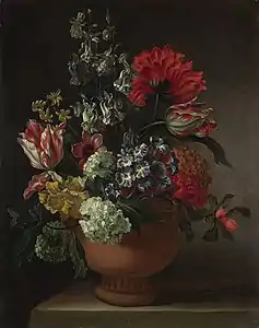 Fleurs dans un vase en terre cuite, Marie Blancour, National Gallery (Londres)