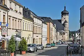 Marienberg, la Zschopauer Straße et l'église St. Marien.