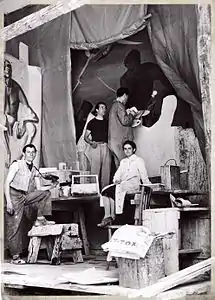 Réalisation de la fresque du Palais de Justice de Milan, 1938.