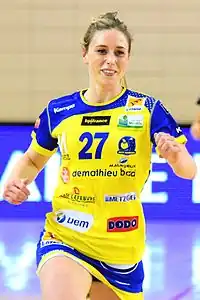 Marion Maubon le 31 janvier 2016sous le maillot du Metz Handball.