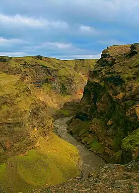 Vue de la gorge et de la Markarfljót.