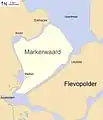 La Markenwaard tel que prévu dans les années 1960, l'île de Marken est incorporée.